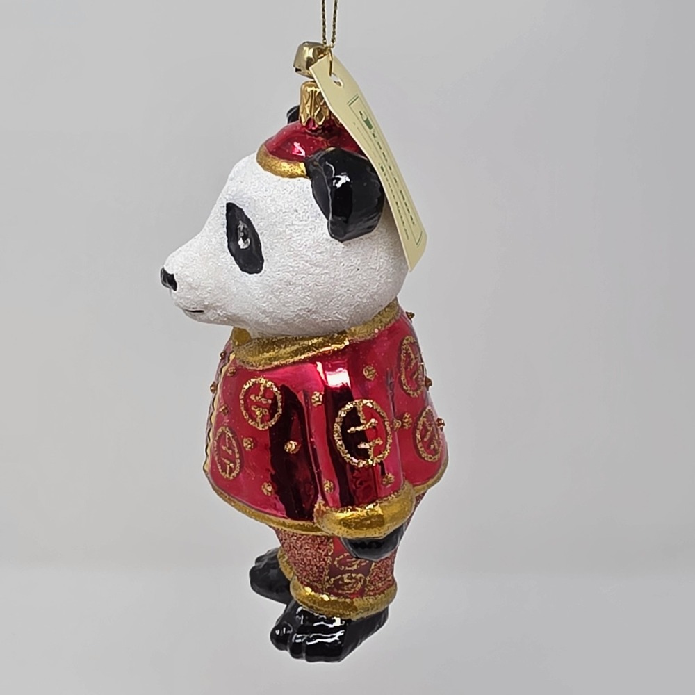 NIB JingleNog Qinling Panda Ornament #80437 Hand Blown & Painted in Poland - Picture 9 of 16